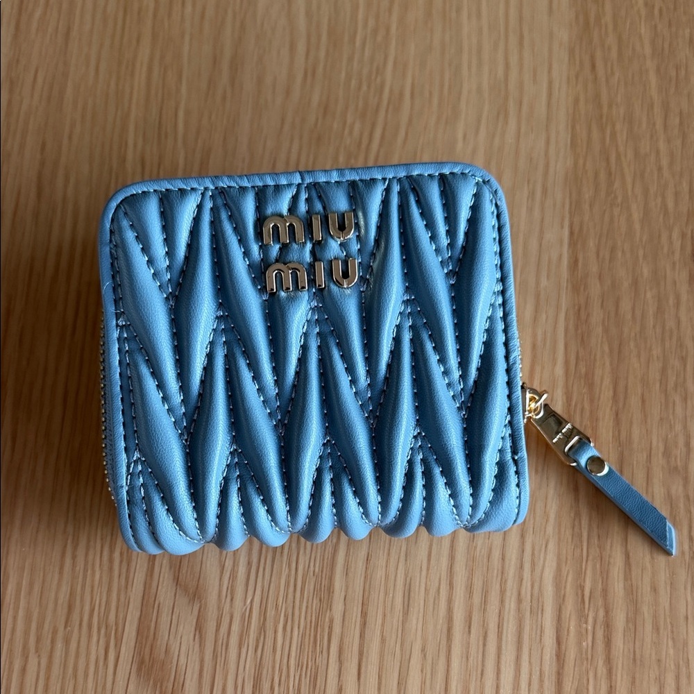 Miu Miu Light Blue Quilted Wallet